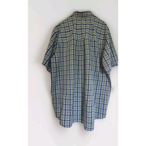 Mens Dress Shirt Chaps 2XT 2X Button Down Light Green Spring Plaid Short Sleeve - Picture 2 of 15